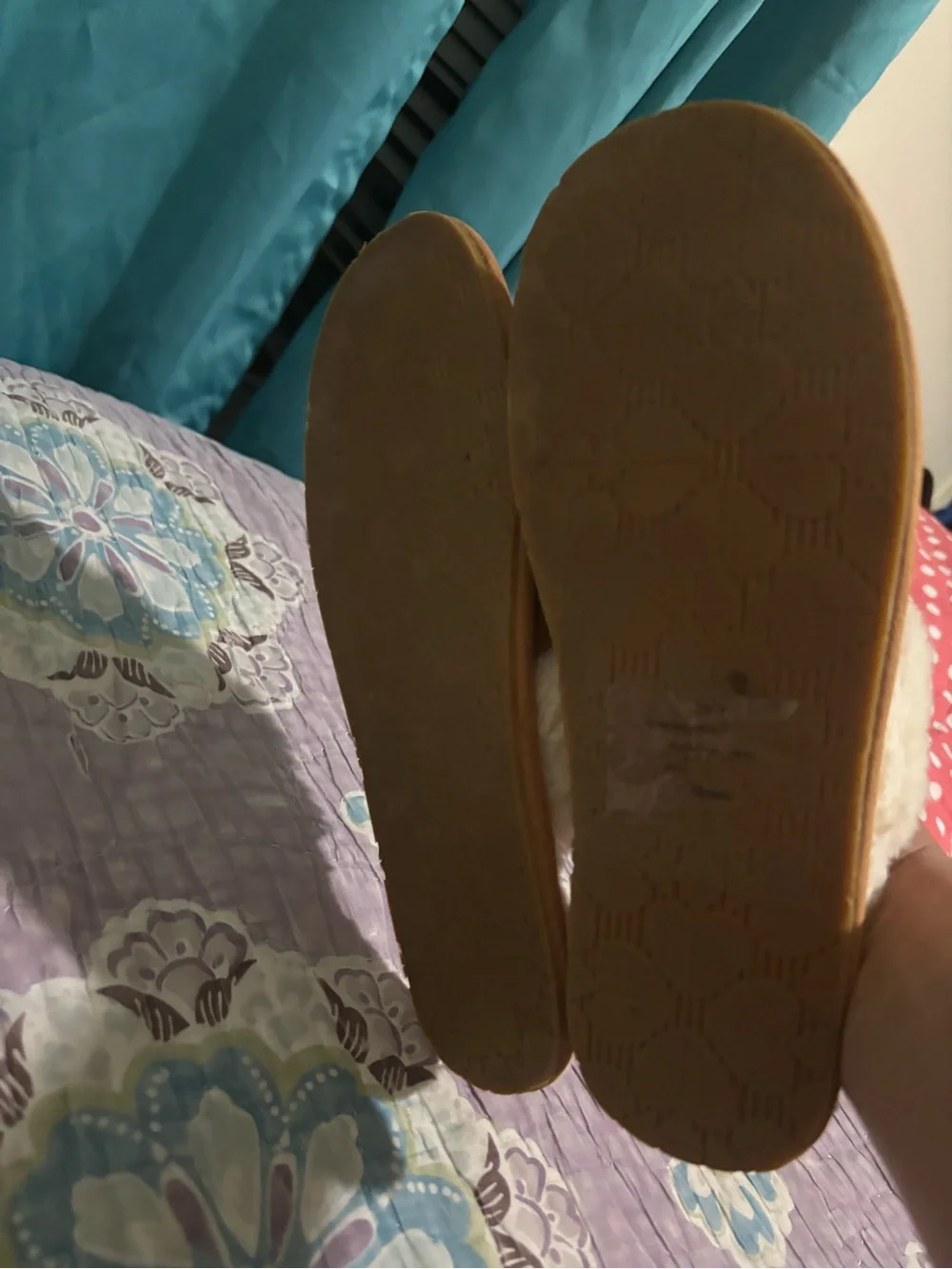 kate spade Tan Faux-Suede Slip-On Slippers with Cream Fur Trim